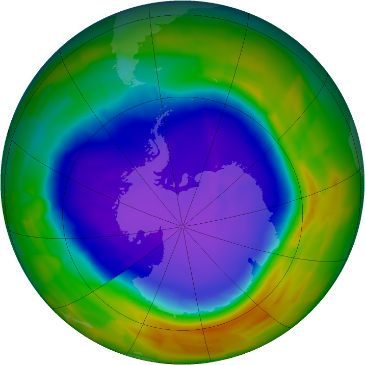 Antarctic ozone map for 05 October 2011